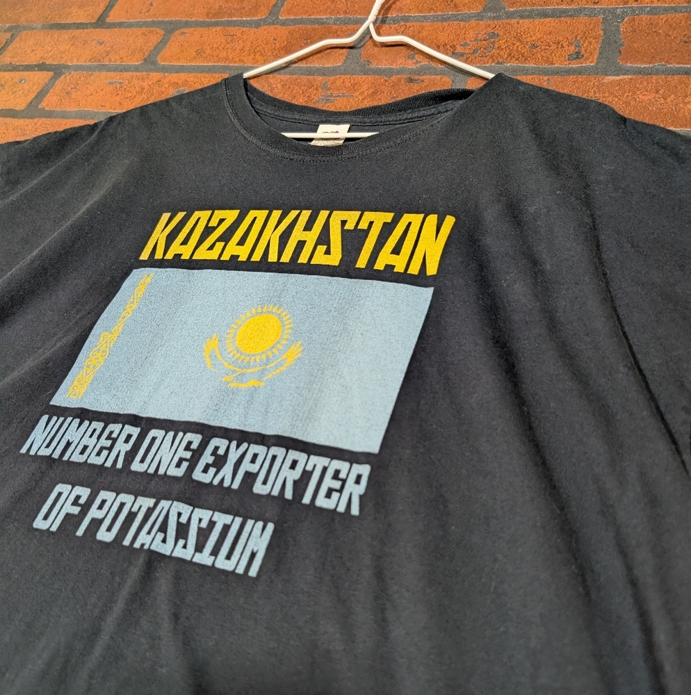 Fruit of the Loom Kazakhstan Number One Exporter Potassium Shirt Mens XXL Black‎